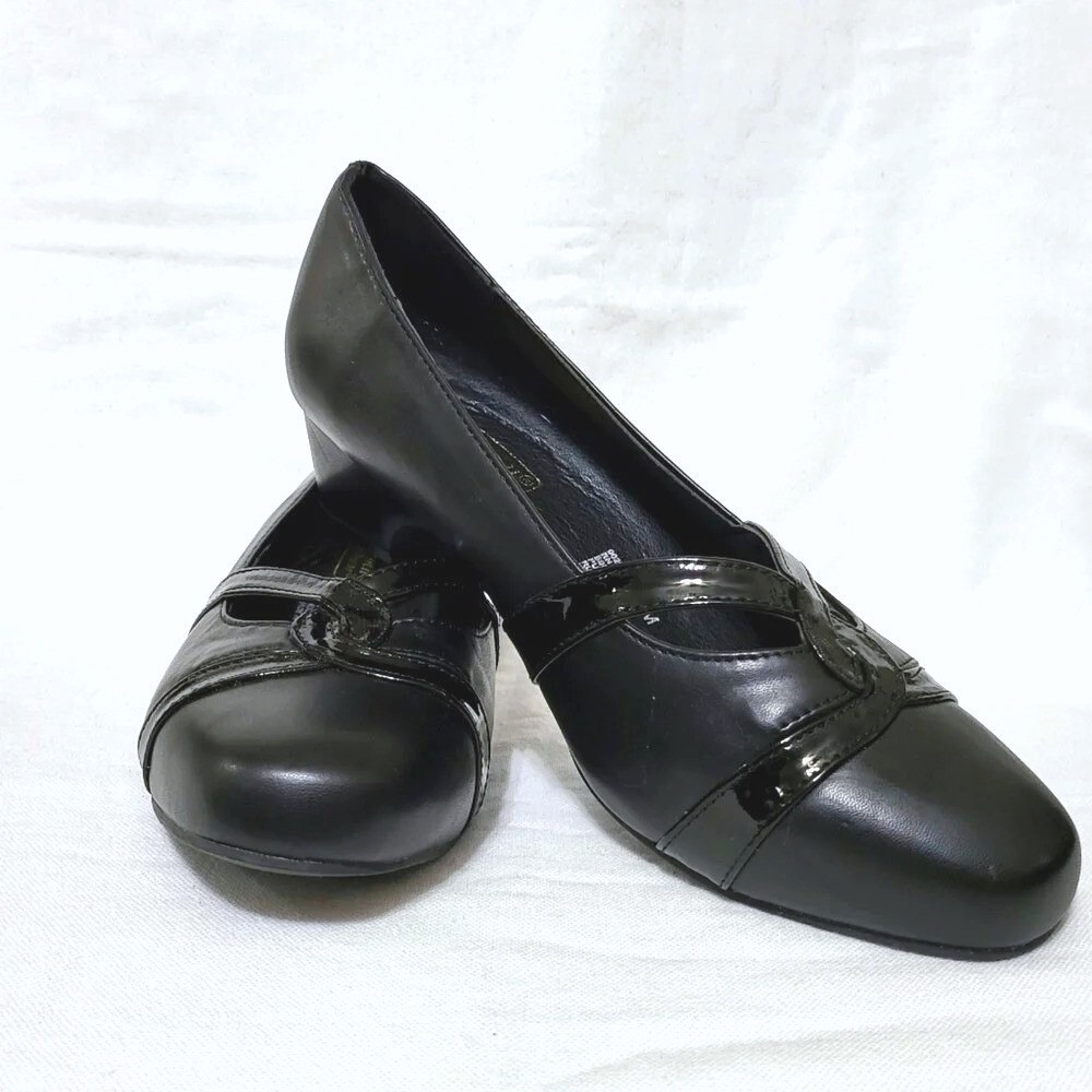Beacon Comfort-Well Womens Black Elsa Low Block Heel Retro Career Shoes 10M NWOB